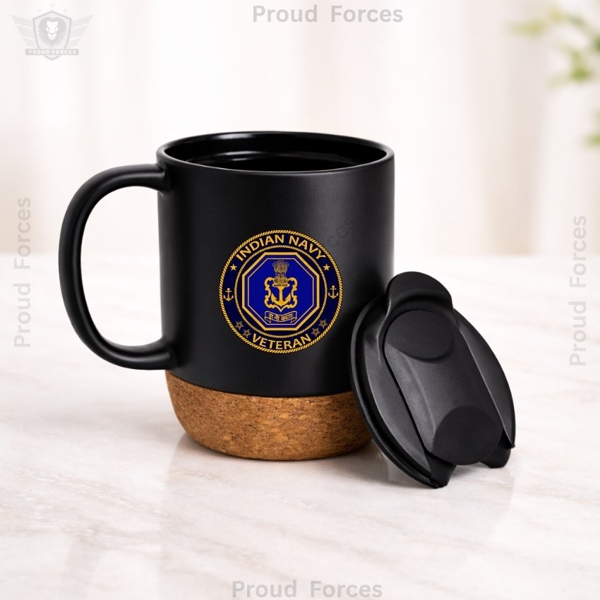 Indian Navy Veteran Matte Finish Coffee Mug with Cork Base