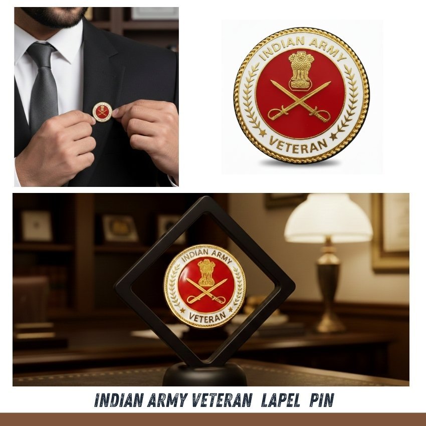 Indian Army Veteran Pure Cotton Cap, Stickers, Patch & Pin Combo Pack