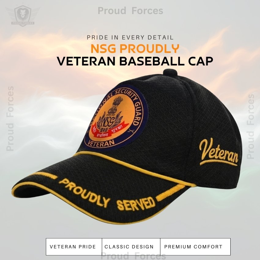 NSG Proudly Veteran Baseball Cap (Black Color) - Premium Quality