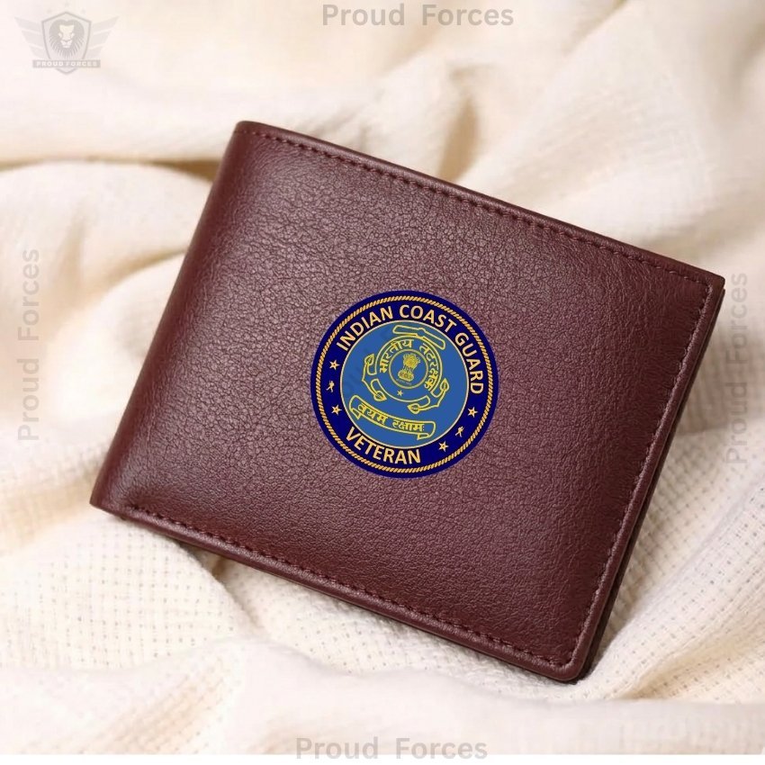 ICG (Indian Coast Guard) Veteran Brown Leather Wallet for Men (Premium Classic Edition)