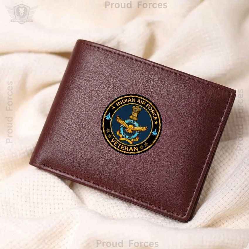 Indian Air Force Veteran Brown Leather Wallet for Men (Premium Classic Edition)
