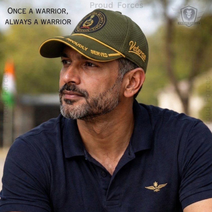 CISF Proudly Veteran Baseball Cap (Olive Green Color) - Premium Quality