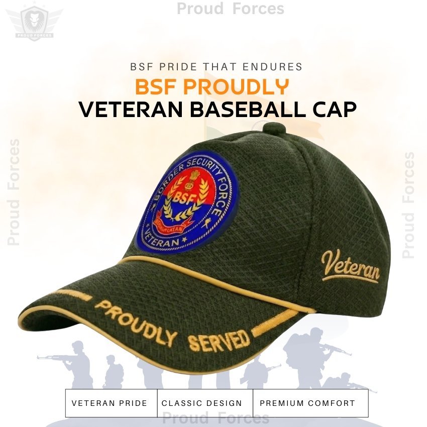BSF Proudly Veteran Baseball Cap (Olive Green Color) -Premium Quality