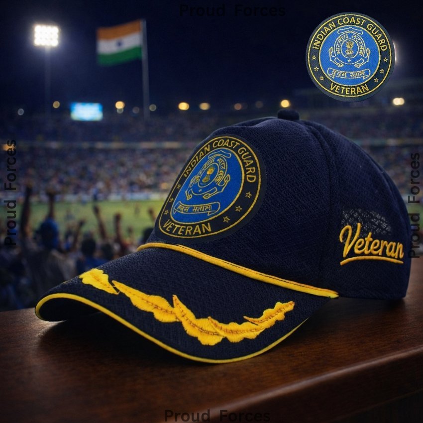 Indian Coast Guard (ICG) Officer Veteran Baseball Cap (Blue Color) - Premium Quality
