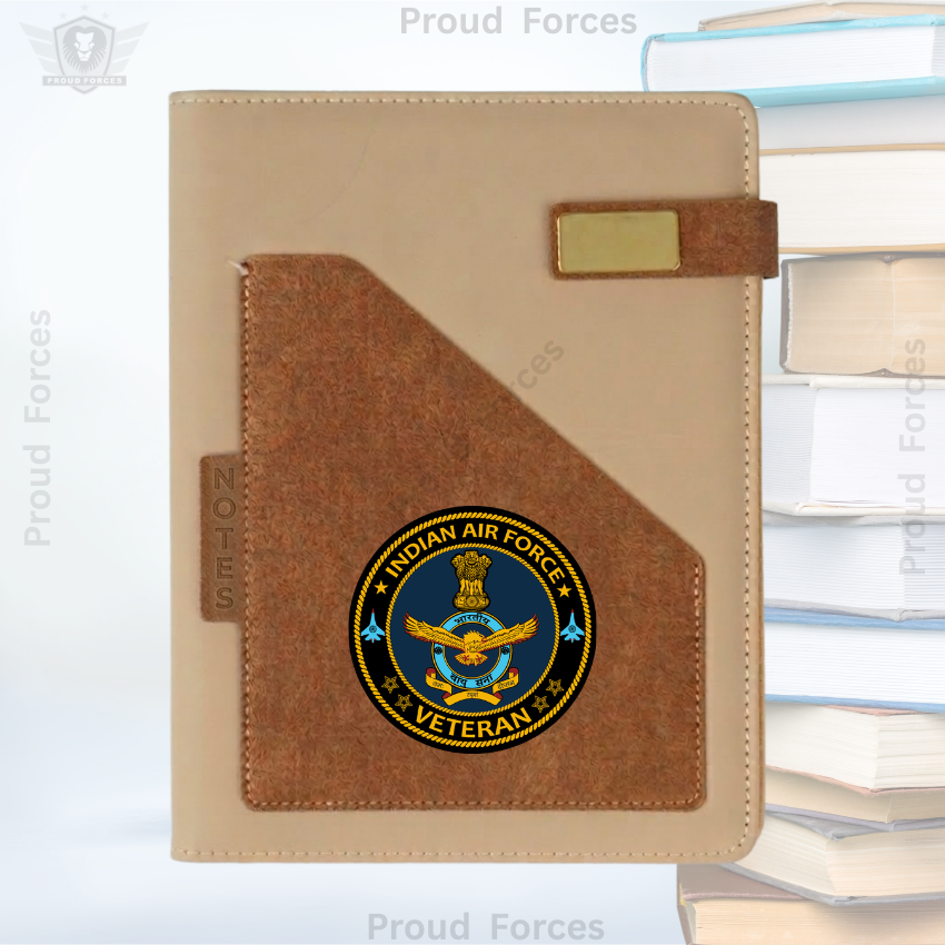 Indian Air Force Veteran Office Notebook with Phone & Pen Holder