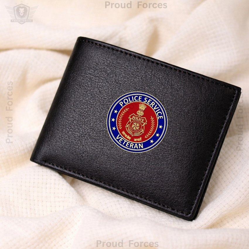 Police Service Veteran Black Leather Wallet for Men (Premium Classic Edition)