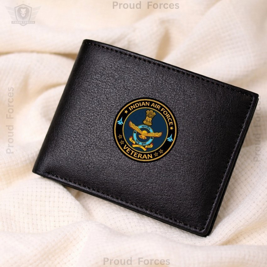 Indian Air Force Veteran Black Leather Wallet for Men (Premium Classic Edition)