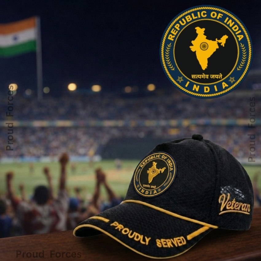 Republic of India Proudly Veteran Baseball Cap (Black Color) – Premium Quality