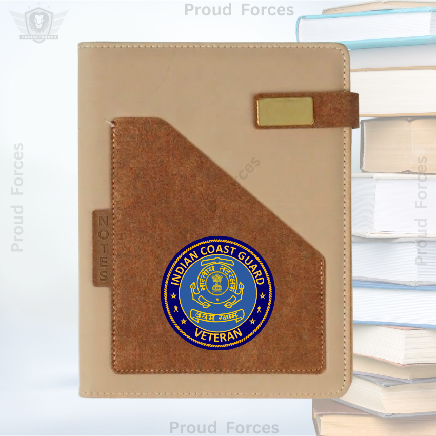 Indian Coast Guard Veteran Office Notebook with Phone & Pen Holder