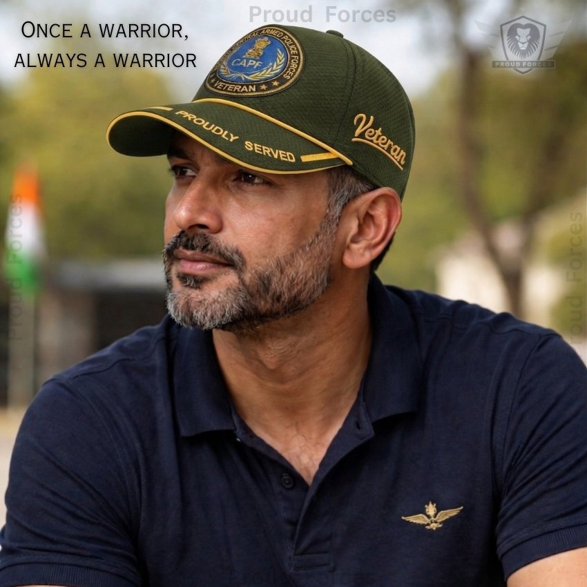 CAPF Proudly Veteran Baseball Cap (Olive Green Color)- Premium Quality