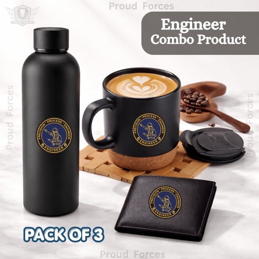 Engineer Premium Combo Pack of 3 – Bottle, Coffee Mug & Leather Wallet