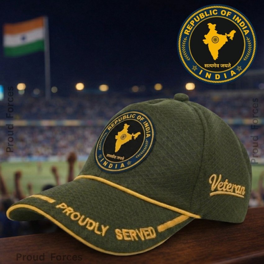 Republic of India Proudly Veteran Baseball Cap (Olive Green Color) – Premium Quality