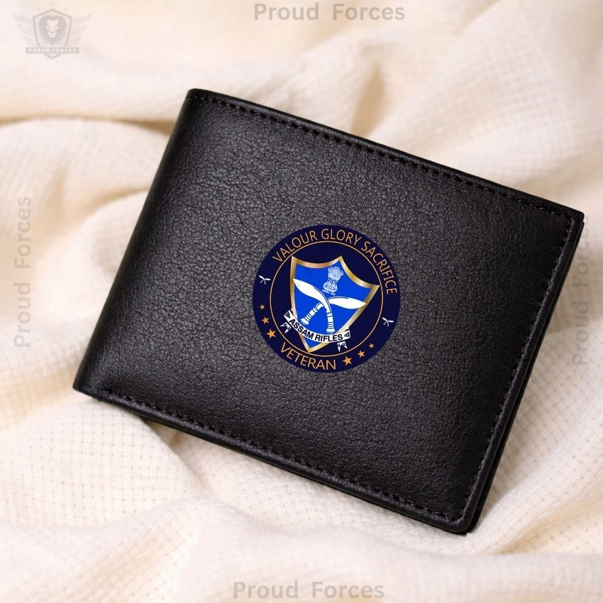 Assam Rifles Veteran Black Leather Wallet for Men (Premium Classic Edition)