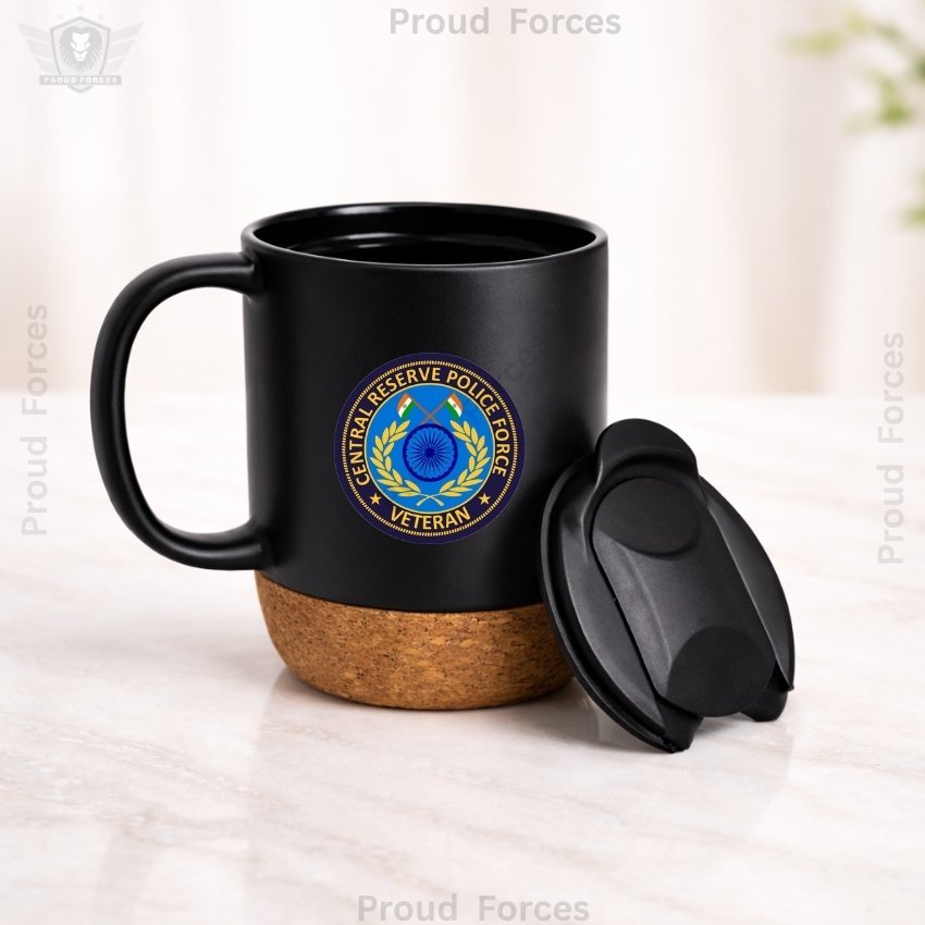 CRPF Veteran Matte Finish Coffee Mug with Cork Base