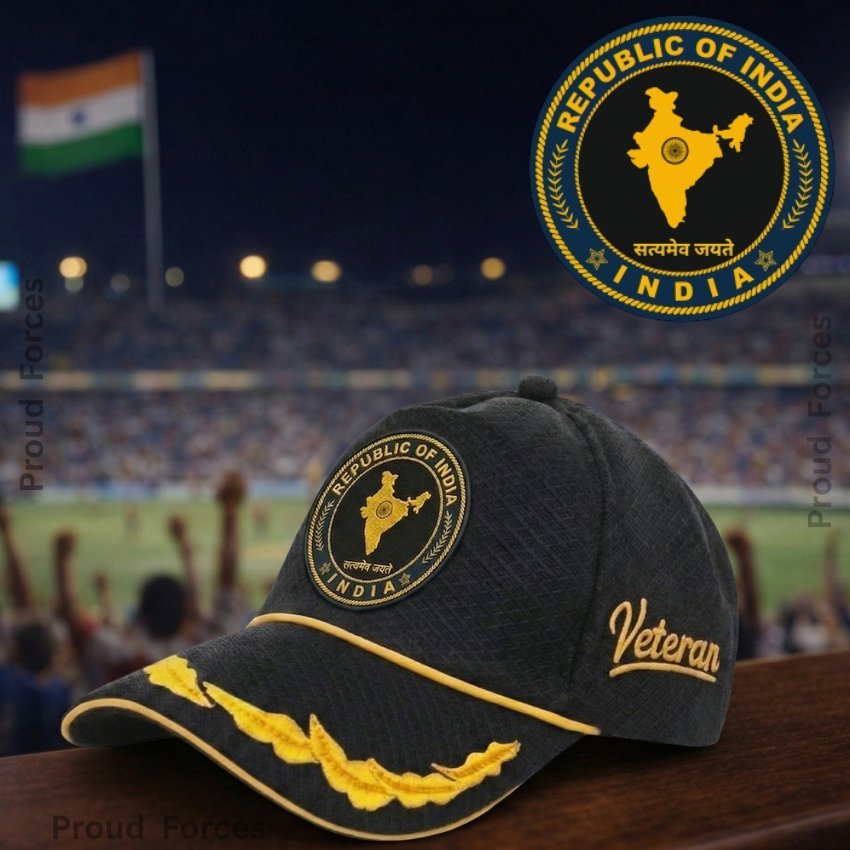 Republic of India Officer Veteran Baseball Cap (Black Color) – Premium Quality