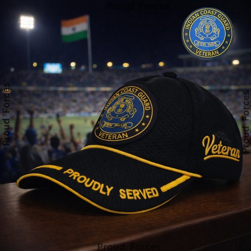 Indian coast guard Proudly Veteran Baseball Cap (Black Color) -Premium Quality