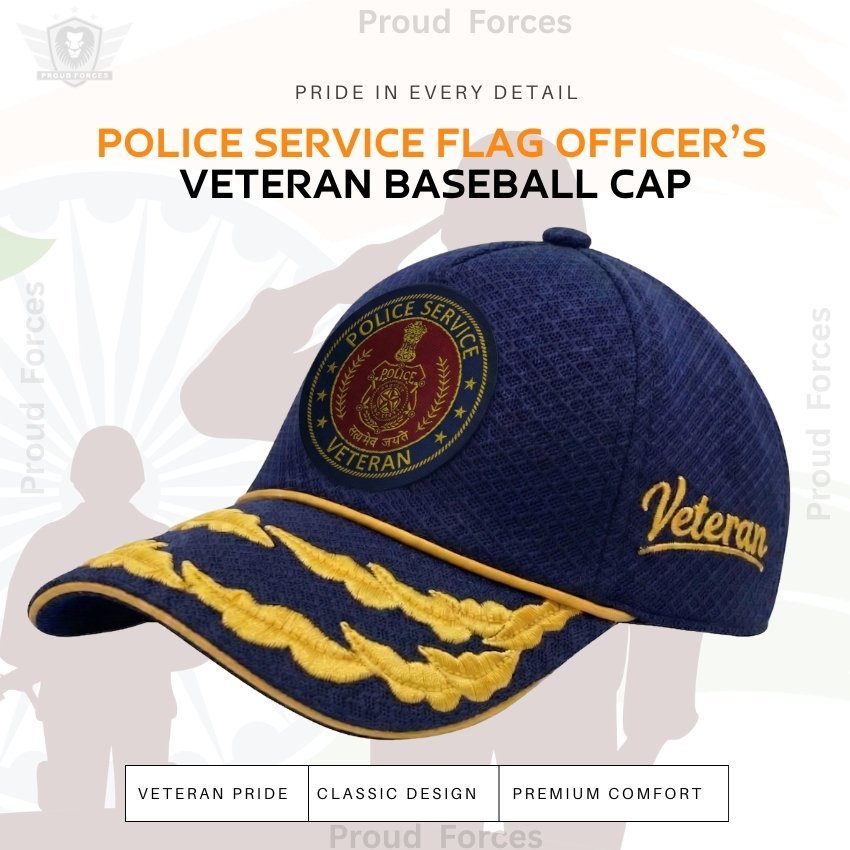 Police Service Flag Officers’ Veteran Baseball Cap (Blue Color) - Premium Quality