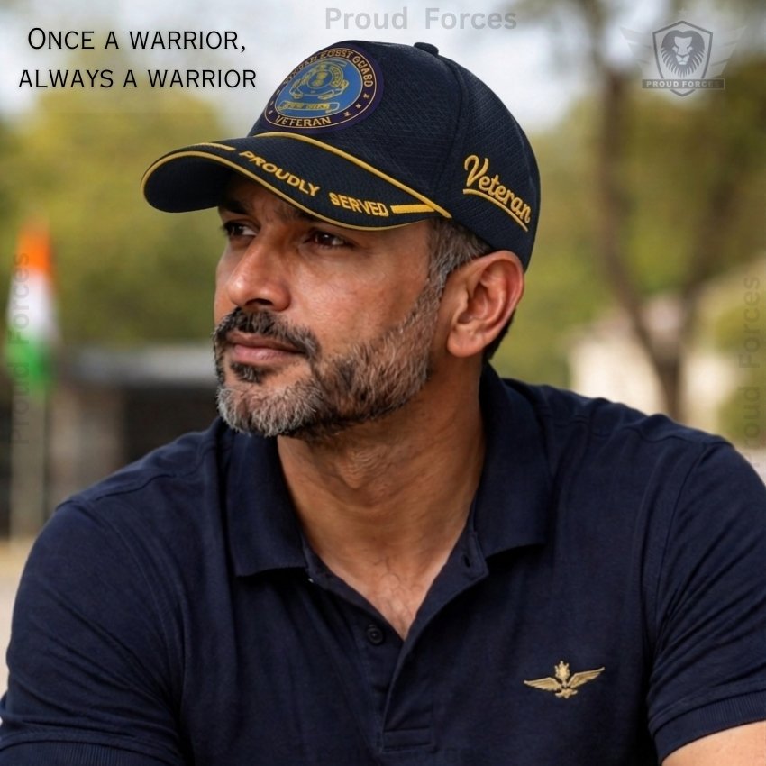 Indian coast guard Proudly Veteran Baseball Cap (Black Color) -Premium Quality
