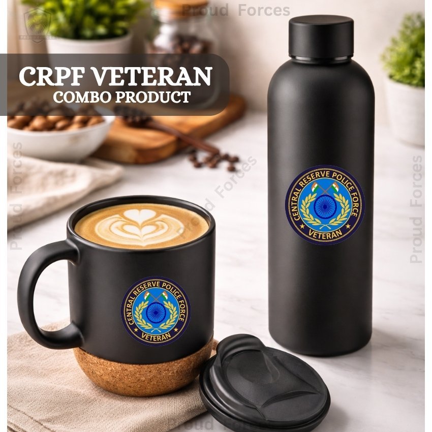 CRPF Veteran Matte Finish Bottle & Coffee Mug Combo Set