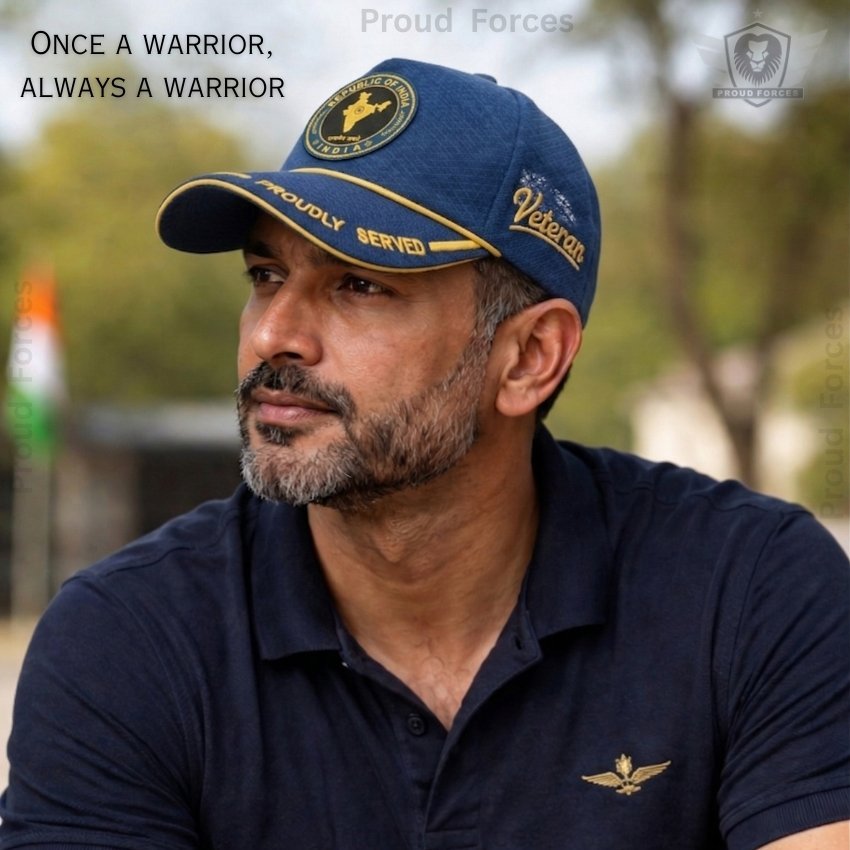 Republic of India Proudly Veteran Baseball Cap (Blue Color) – Premium Quality