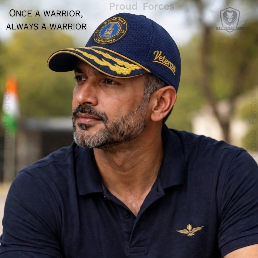 Indian Navy Flag Officers’ Veteran Baseball Cap (Blue Color) - Premium Quality