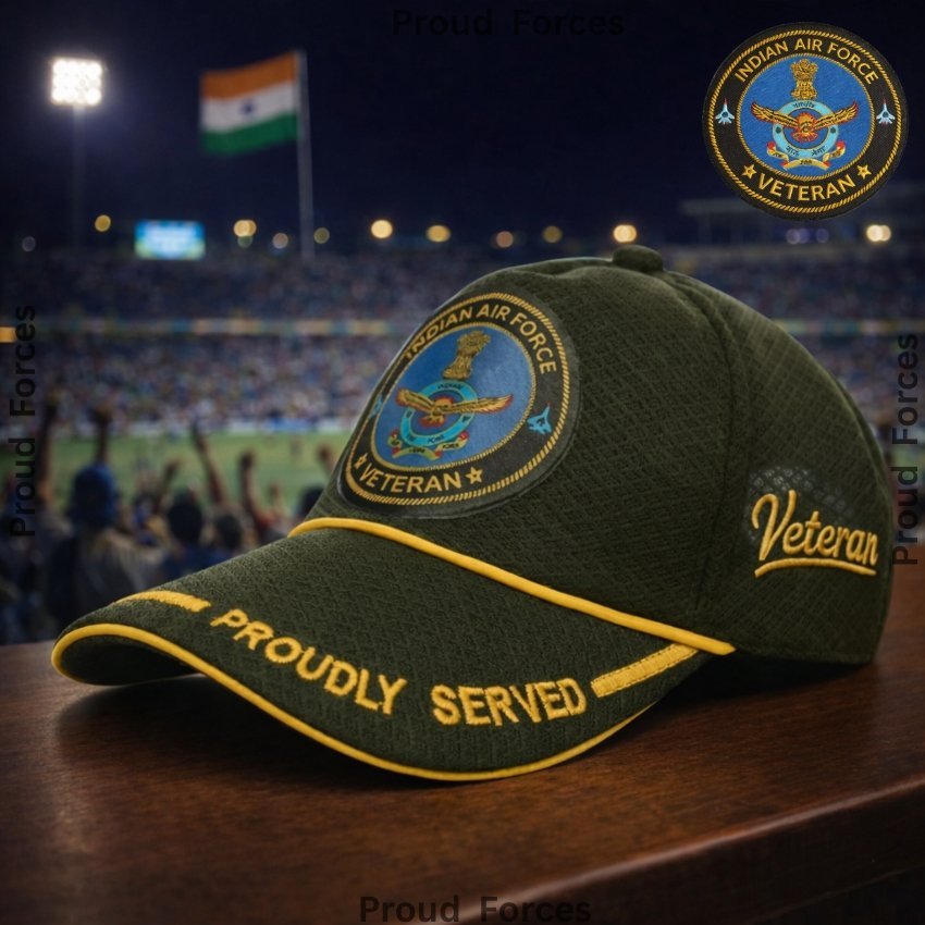 Indian Air Force Proudly Veteran Baseball Cap (Olive Green Color) - Premium Quality