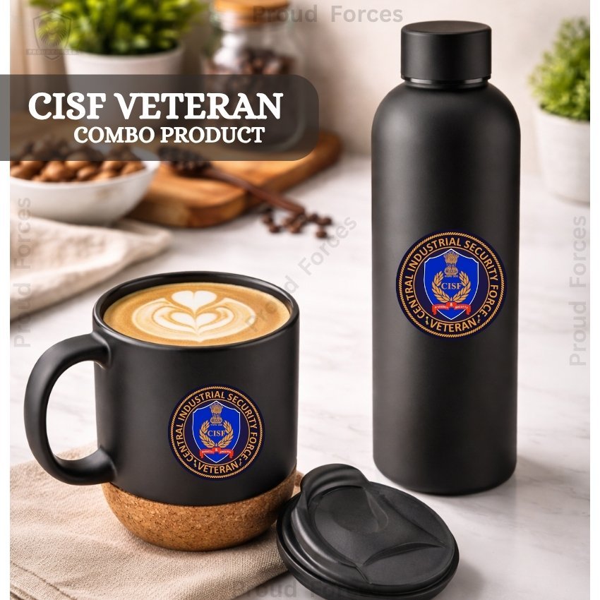 CISF Veteran Matte Finish Bottle & Coffee Mug Combo Set