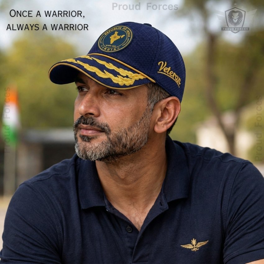 Republic of India Flag Officers’ Veteran Baseball Cap (Blue Color) -Premium Quality