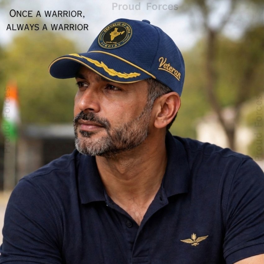 Republic of India Officer Veteran Baseball Cap (Blue Color) – Premium Quality