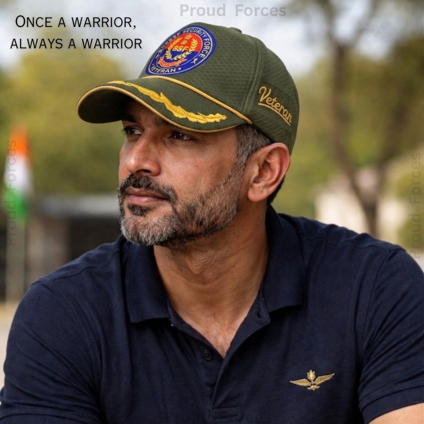 BSF Officers’ Veteran Baseball Cap (Olive Green Color) - Premium Quality