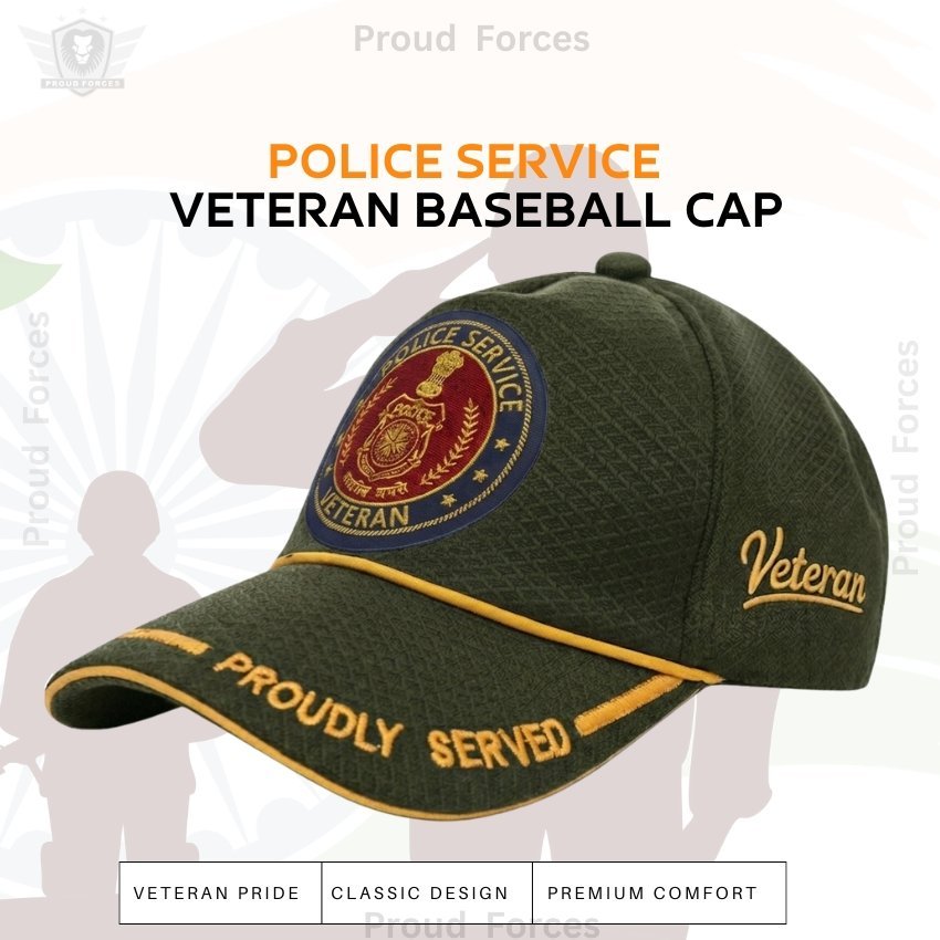 Police Service Proudly (Olive Green Color) Baseball Cap for Veterans - Premium Quality
