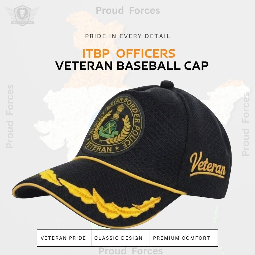 ITBP Officers’ Veteran Baseball Cap (Black Color) - Premium Quality