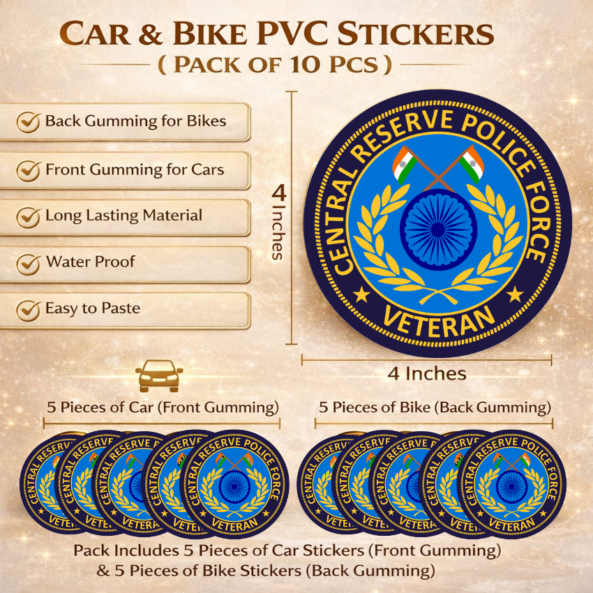Premium Quality CRPF Veteran Car & Bike Stickers