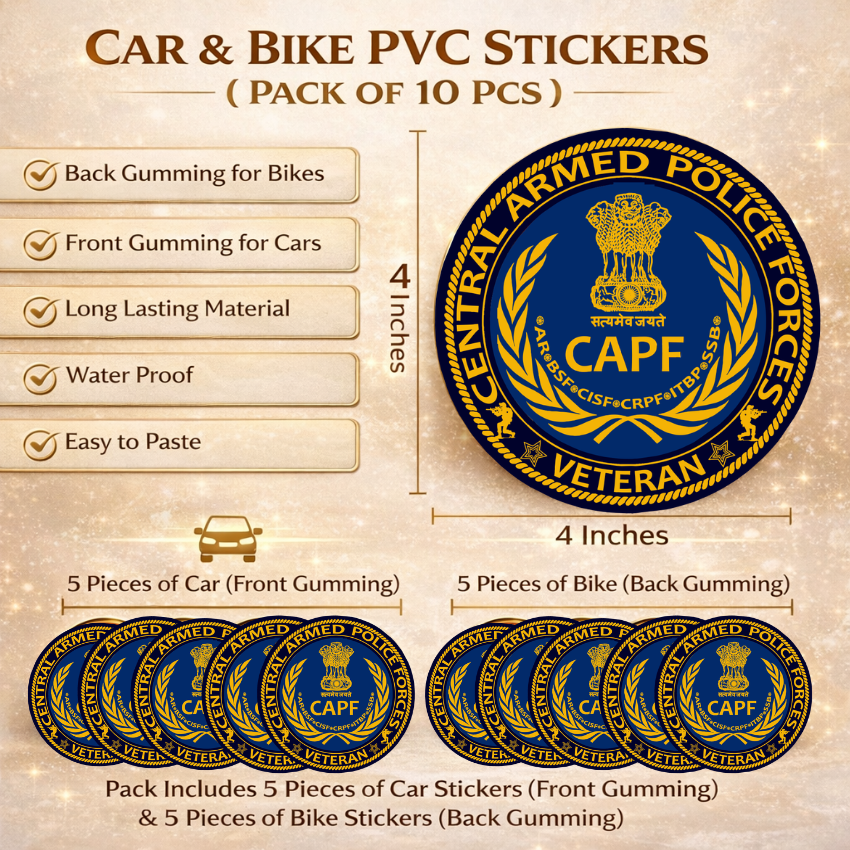 Premium Quality Central Armed Police Forces Veteran Car & Bike Stickers