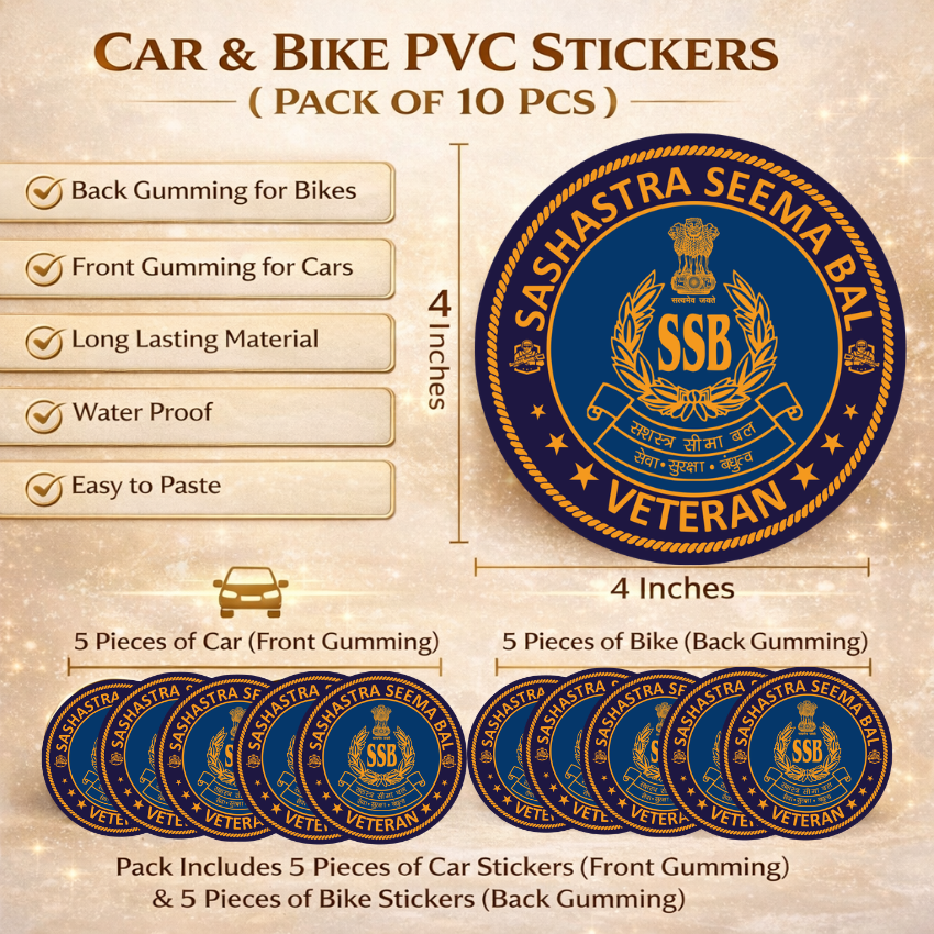 Premium Quality SASHASTRA SEEMA BAL (SSB) Veteran Car & Bike Stickers