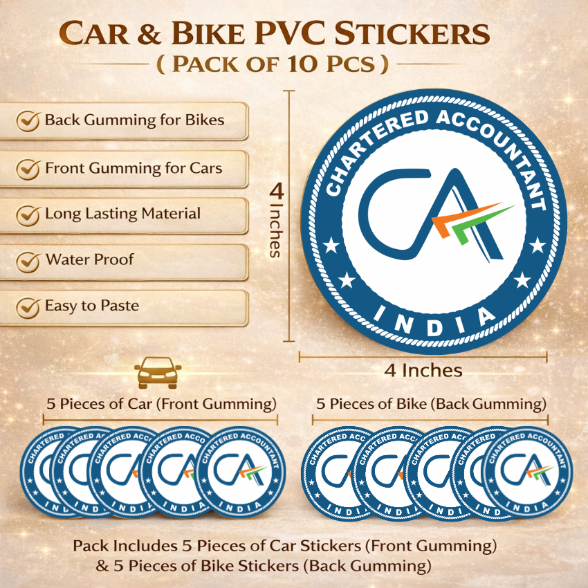 Premium Quality Chartered Accountant (CA) Car & Bike Stickers