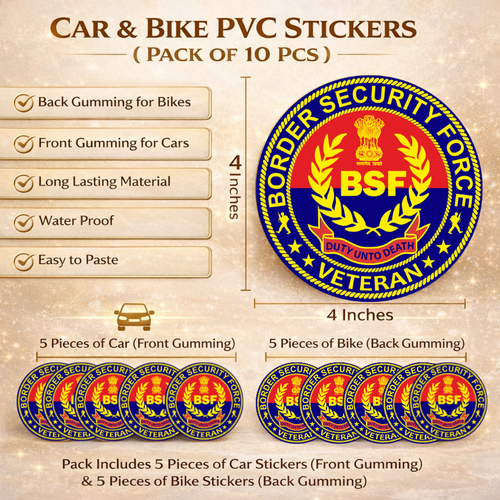 BSF Officer Veteran Cap & Car–Bike Sticker Combo