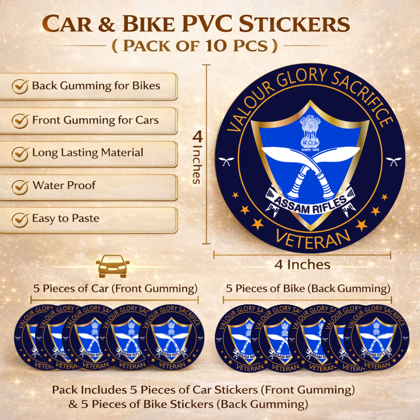 Assam Refles Officer Veteran Cap & Sticker Combo