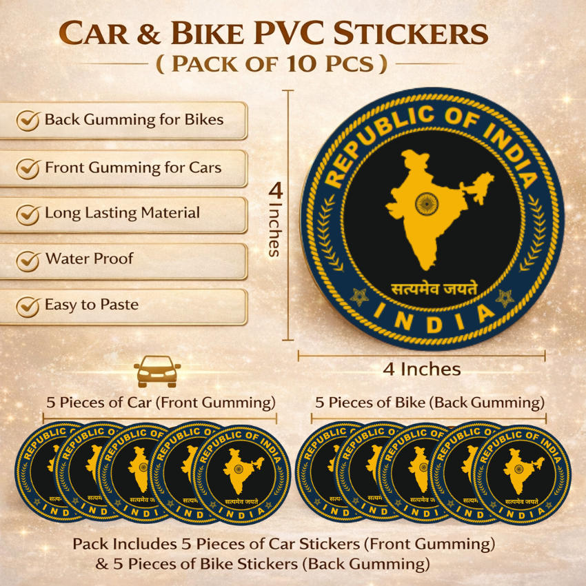 Premium Quality Republic of India Car & Bike Stickers