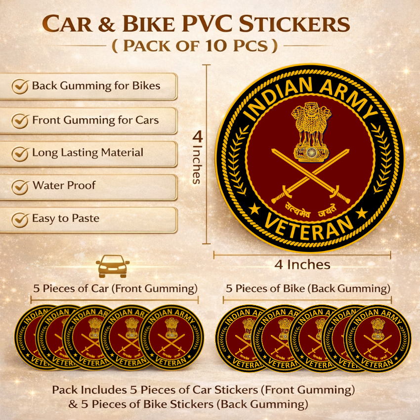 Indian Army Officer Veteran Cap & Sticker Combo