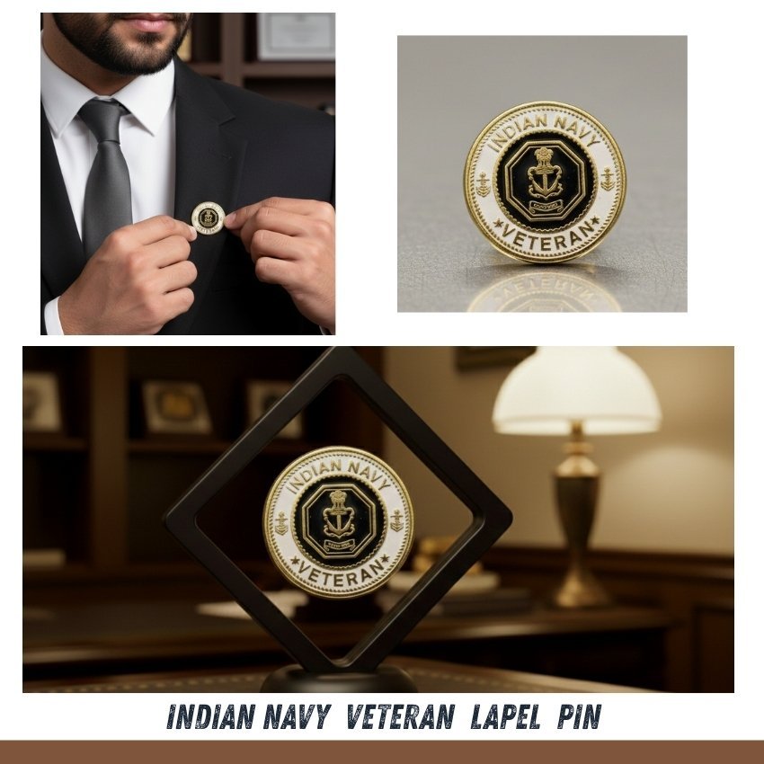 Indian Navy Veteran Pure Cotton Cap, Stickers, Patch & Pin Combo Pack