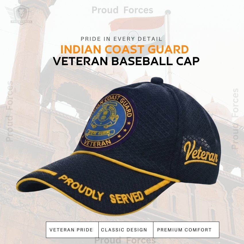Indian coast guard  Proudly Veteran Baseball Cap (Blue Color) -Premium Quality