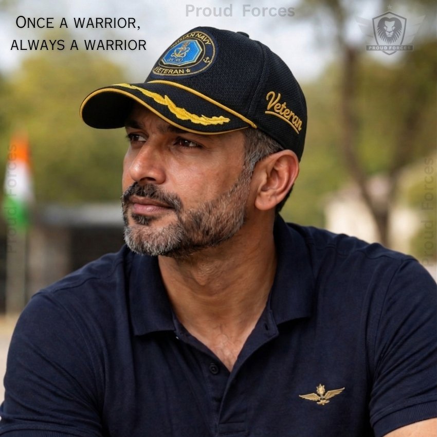 Indian Navy Officer (Black color) Baseball Cap for Veterans - Premium Quality