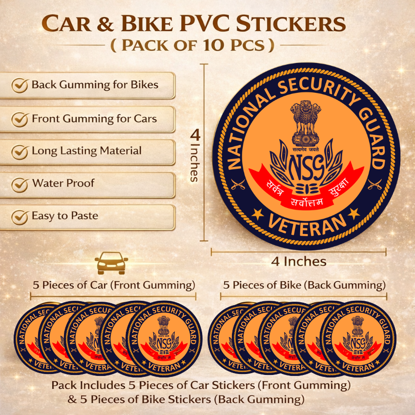 Premium Quality National Security Guard (NSG) Veteran Car & Bike Stickers