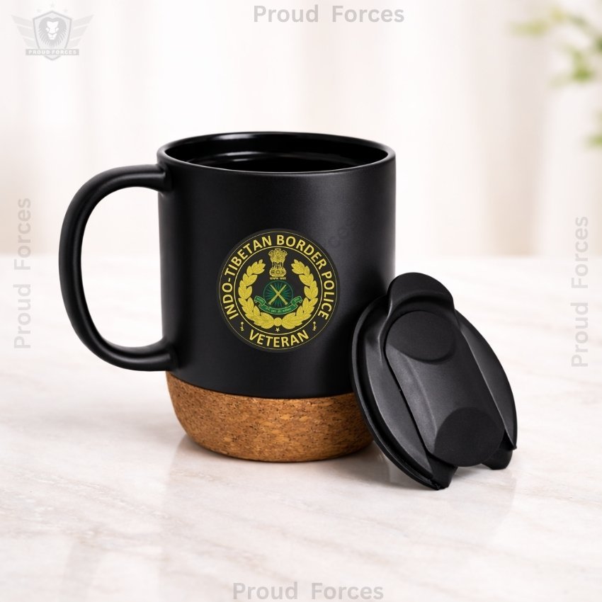 ITBP Veteran Matte Finish Coffee Mug with Cork Base