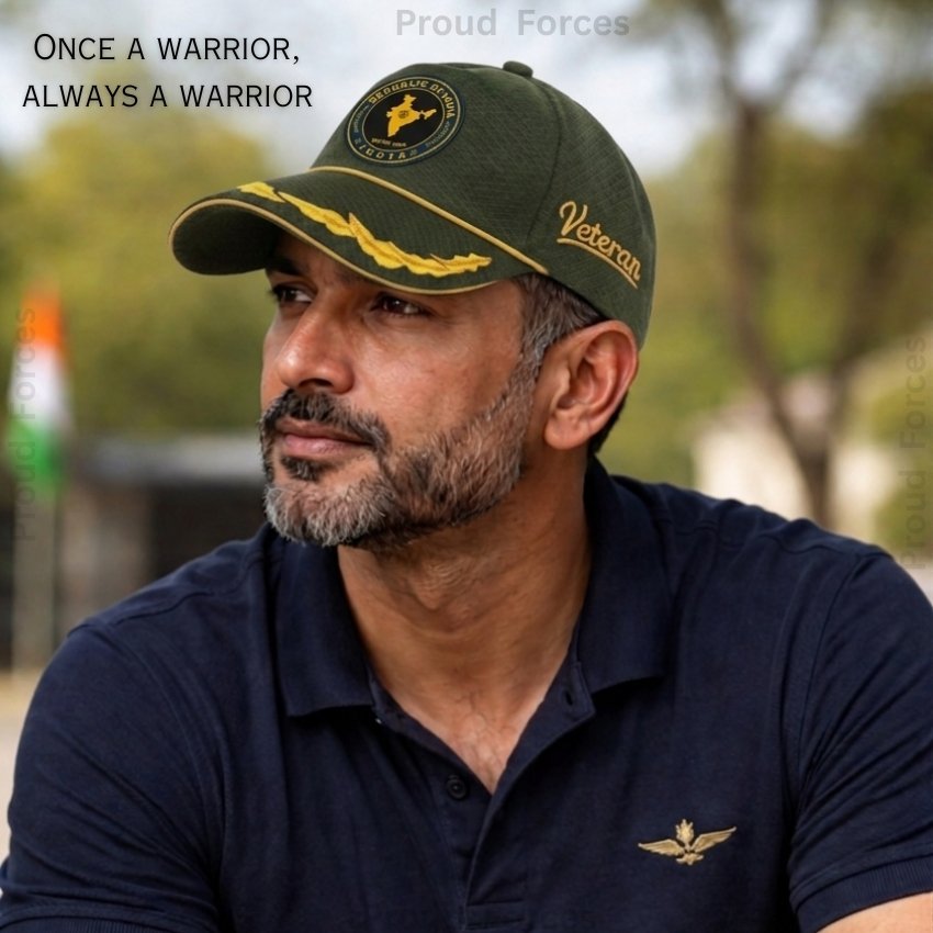 Republic of India Officer Veteran Baseball Cap (Olive Green Color) – Premium Quality