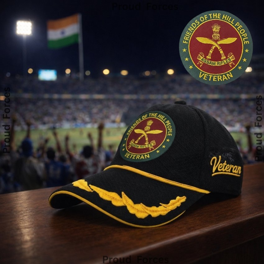 Assam Rifles (AR) Officers’ Veteran Baseball Cap (Black Color)- Premium Quality