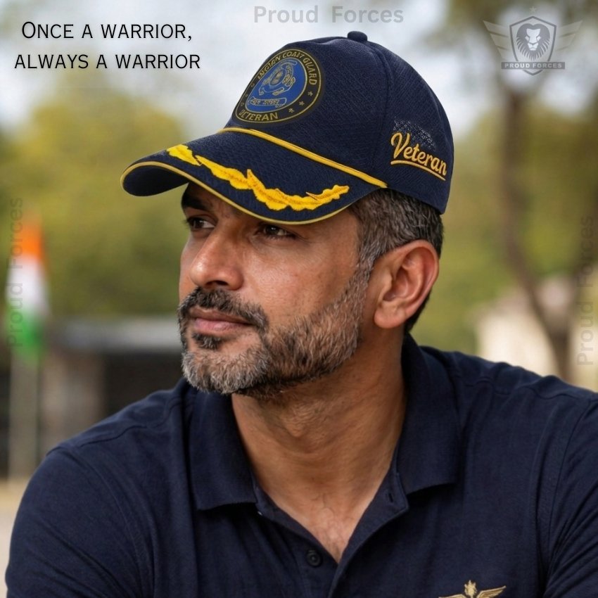 Indian Coast Guard (ICG) Officer Veteran Baseball Cap (Blue Color) - Premium Quality