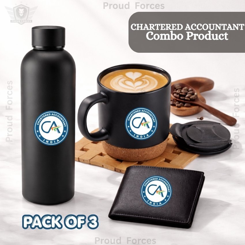 Chartered Accountant Premium Combo Pack of 3 – Bottle, Coffee Mug & Leather Wallet