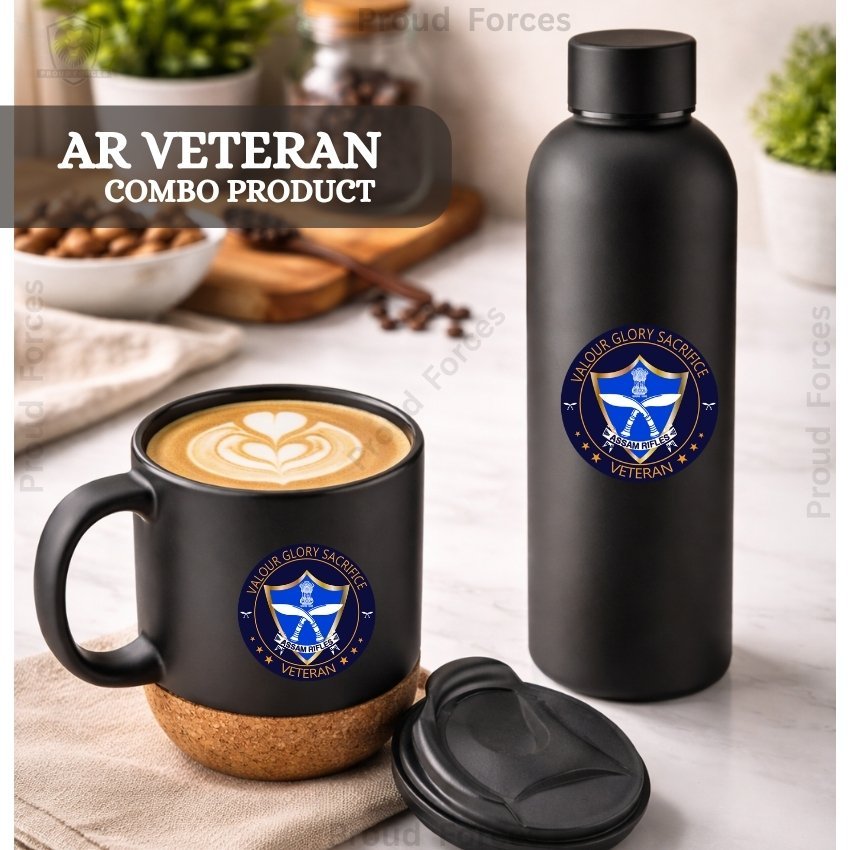 Assam Rifles Veteran Matte Finish Bottle & Coffee Mug Combo Set
